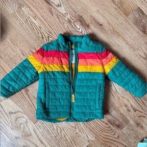Cat & Jack Teal Puffer Jacket Vibrant Color-Block Design